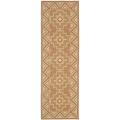 Hand-hooked Maze Beige Wool Rug (2'6 x 12')