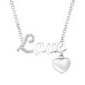 New! Silver Diamond Accent Expression 'Love' and Heart