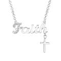 New! Silver Diamond Accent Expression 'Faith' and Cross