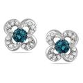 14k White Gold 1/3ct TDW Blue and White Diamond Stud Earrings (H-I, I1-I2)