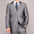 Carlo Lusso Shiny Gray Stripe 3-Button Suit