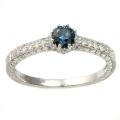 New! 14k Gold 1/2ct TDW Blue and White Diamond Engageme