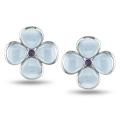 Sterling Silver 24ct TGW Blue Topaz and Lolite Flower Earrings