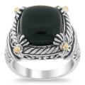 Meredith Leigh 14k Yellow Gold and Sterling Silver Onyx Ring
