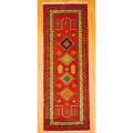 Indo Hand-knotted Kazak Red/ Green Wool Rug (2'10 x 8')