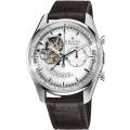 Zenith Men's 'Chronomaster XXT Open' Silver Dial Brown Strap Watch