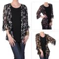 Journee Collection Women's Contemporary Plus Print Mock Twin Set