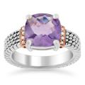 Meredith Leigh 14k Pink Gold and Silver Amethyst and Diamond Ring