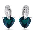 Sterling Silver 1 1/2ct TGW Created Emerald and Diamond Accent Earrings