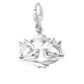 Sterling Silver Dove Band Heart Design Charm