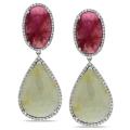 14k White Gold 1ct TDW Diamond and 37-1/2ct TGW Sapphire Earrings (G-H, SI1-SI2)