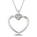10k White Gold Diamond Accent Round Heart Pendant (G-H, I2-I3)