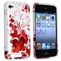 White/ Red Heart TPU Rubber Case for Apple iPod Touch Generation 4