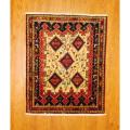 Persian Hand-knotted Hamadan Ivory/ Blue Wool Rug (5' x 6')