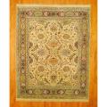 Indo Hand-knotted Tabriz Ivory/ Green Wool Rug (7'10 x 10')