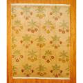 Tibetan Hand-knotted Beige/ Green Wool Rug (8' x 10')