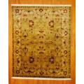Tibetan Hand-knotted Green/ Beige Wool Rug (8'4 x 10')