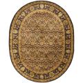 Handmade Treasured Dark Plum/ Gold Wool Rug (4'6 x 6'6 Oval)