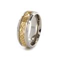 Titanium Inlaid Goldtone Scroll Design Ring