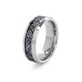 Cobalt and Tungsten Black Inlaid Scroll Design Ring