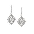 Sunstone Sterling Silver Cubic Zirconia Vintage Diamond-shaped Earrings