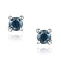 New! Sterling Silver 1/8ct TDW Blue Diamond Stud Earrings