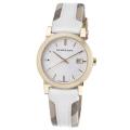 Burberry Women's 'Large Check' Silver Dial Check Fabric Strap Watch