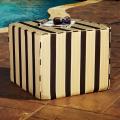Brooklyn Brown/ Gold Stripe 30-inch Square Indoor/ Outdoor Sunbrella Ottoman