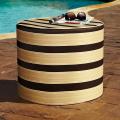 Brooklyn Brown/ Gold Stripe 16-inch Indoor/ Outdoor Round Sunbrella Ottoman