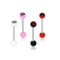 Solid Barbell Black Heart Tongue Rings
