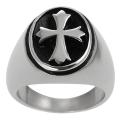 Daxx Stainless Steel Men's Oval and Cross Ring