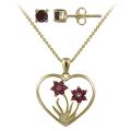 Glitzy Rocks Gold over Silver Ruby and Diamond Accent Jewelry Set
