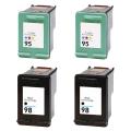 Hewlett Packard 95/98 Black/Color Ink Cartridge (Pack of 4) (Remanufactured)