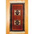 Afghan Tribal Balouchi Orange/ Burgundy Wool Rug (3'8 x 7'1)