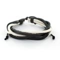 Leather White and Black Multi-cord Cuff Wristband