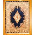 Persian Hand-knotted Kirman Navy/ Salmon Wool Rug (9'11 x 13'4)