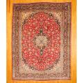 Persian Hand-knotted Mashad Red/ Navy Wool Rug (9'10 x 13'2)