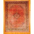 Persian Hand-knotted Kashan Red/ Navy Wool Rug (9'11 x 12'7)