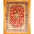 Persian Hand-knotted Kashan Red/ Navy Wool Rug (9'6 x 13')