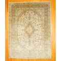 Persian Hand-knotted Kashan Ivory/ Beige Wool Rug (9'9 x 12'11)