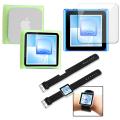 Green Case/ LCD Protector/ Wristband for Apple iPod Nano Generation 6