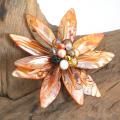 Pretty Orange Water Lily Mother of Pearl Pin/ Brooch (Thailand)