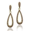 Rose Gold Over Silver Champagne Diamond Accent Teardrop Dangle Earrings