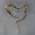 Brown Layer Tiger's Eye Rosary Style Faceted Quartz Pendant Necklace (Thailand)