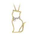 18k Yellow Gold Over Silver Diamond Accent Cat Necklace