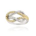 18k Yellow gold Over Silver Yellow Diamond Accent Love Knot Ring