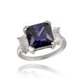Icz Stonez Sterling Silver And Cubic Zirconia Square Solitaire Ring