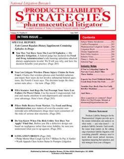 Pharmaceutical Law & Litigation Report, 12 issues for 1 year(s)