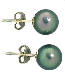 DaVonna Black Cultured Akoya Pearl Stud Earrings (6.5-7 mm)