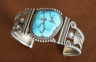 Sterling Silver Turquoise Inlay Cuff Bracelet (Native American)